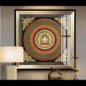 Tibetan Thangka Wall Art, Nepal Six Syllable Mantra Mandala Painting